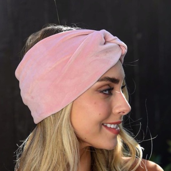 Blush Twisted Wide Velvet Headband - Picture 2 of 5